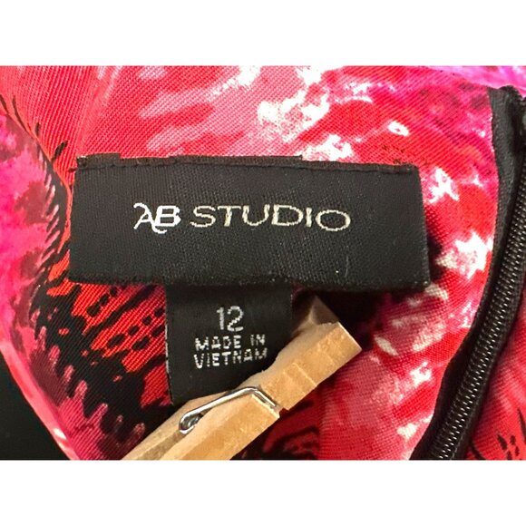 AB Studio Bold Pink Diamond Sheath Dress Size 12 Retro Style Sleeveless Geometri - Picture 6 of 13